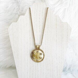NEW House of Harlow 1960 Long Gold Chain Large Circular Pendant Necklace